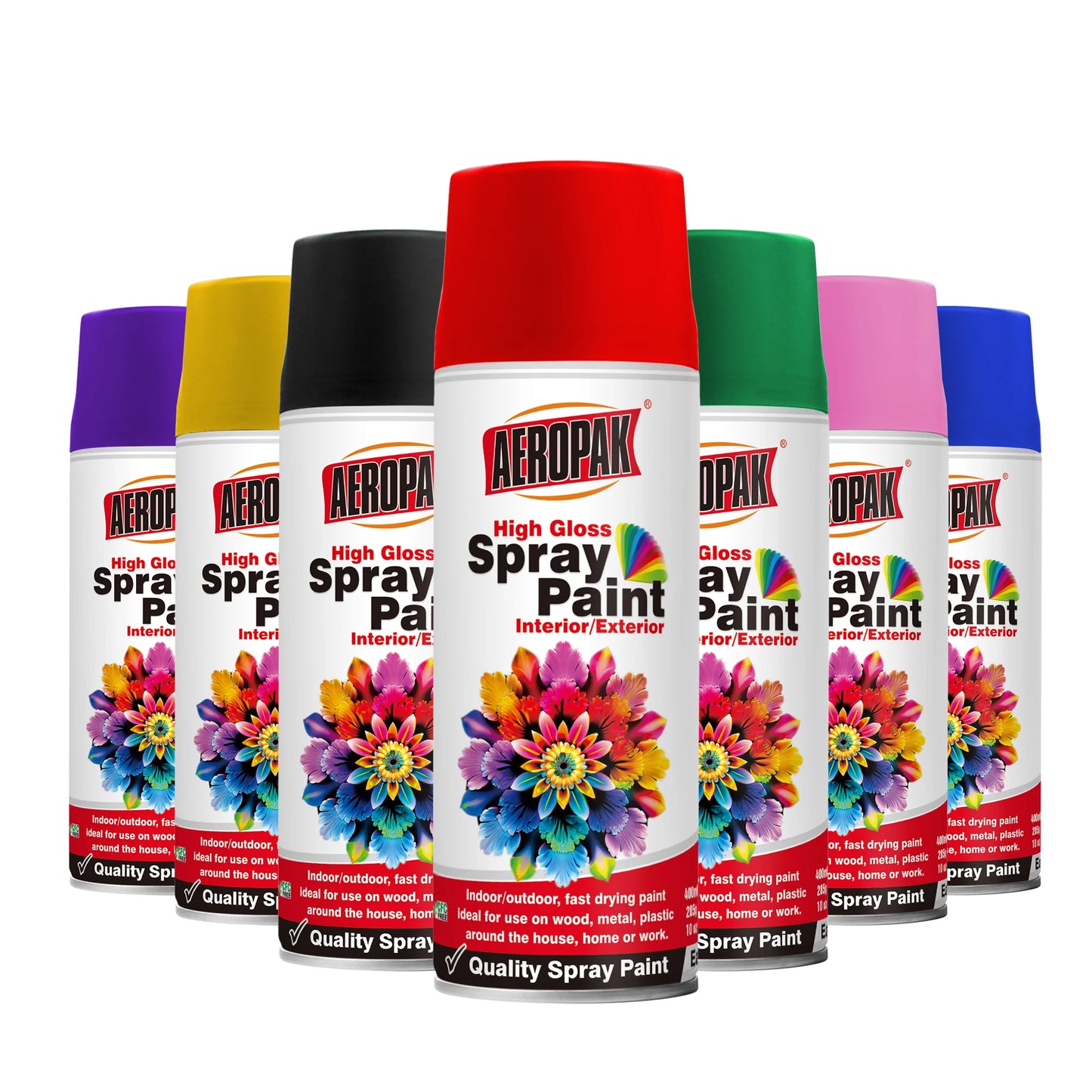 AEROPAK 400ML Oem Wholesaler Graffiti Drying Fast High Gloss Multi-purpose Color Acrylic Aerosol Spray Paint