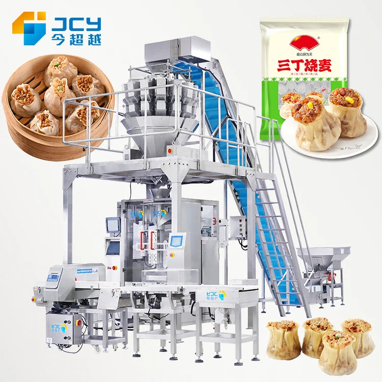 Back Seal 14 Heads Weigher Vertical Dessert Pastry Dough Hamburger Bun Siomai Packing Machine