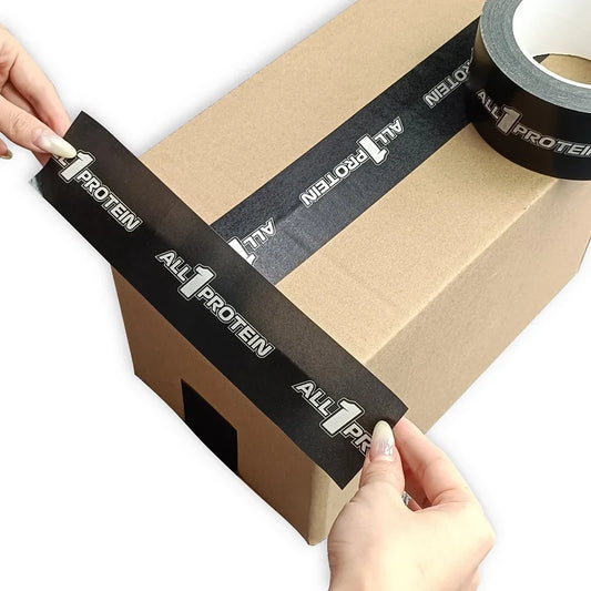 Low Moq Eco Friendly Biodegradabl Self-Adhesive Paper Custom Packing Tape Black Custom Tape for Small Packages