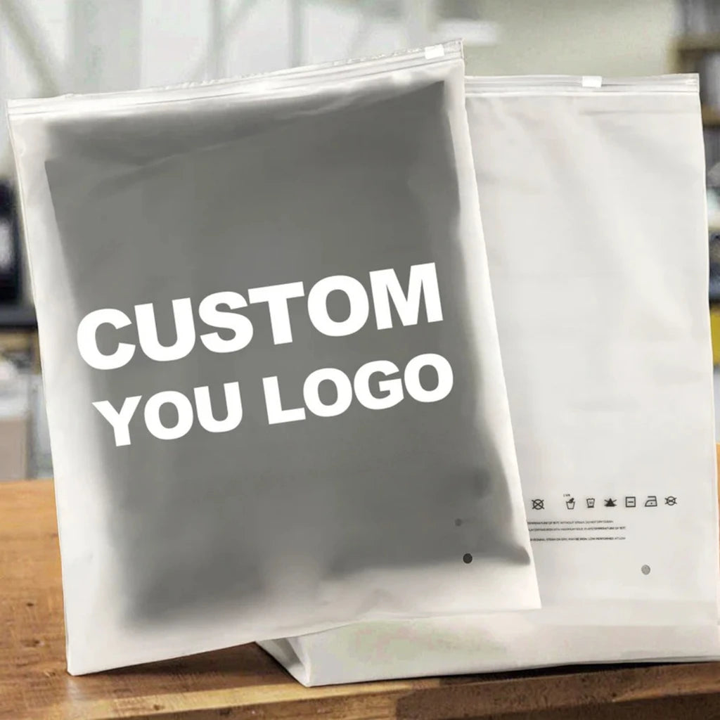 Best Selling Printed Logo Resealable Poly Pe T-Shirts Bag Custom Frosted Zipper Plastic Packaging Zip Lock Bag for Clothes