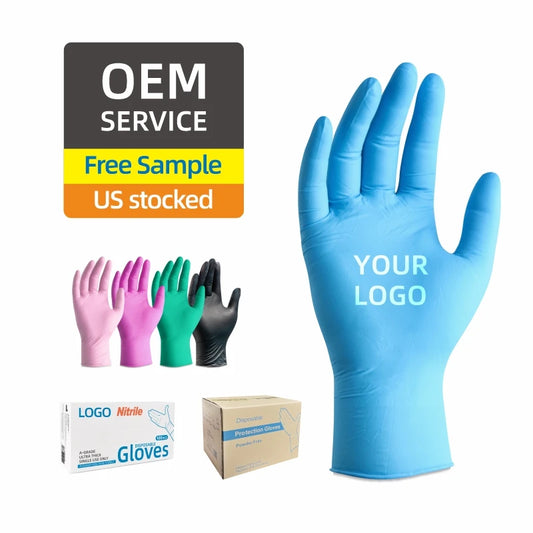 4Mil 5Mil 6Mil Personalizados De Fabrica Sin Latex Sin Polvo Guantes De Nitrilo Azules Desechables Medicos Gloves Nitrile