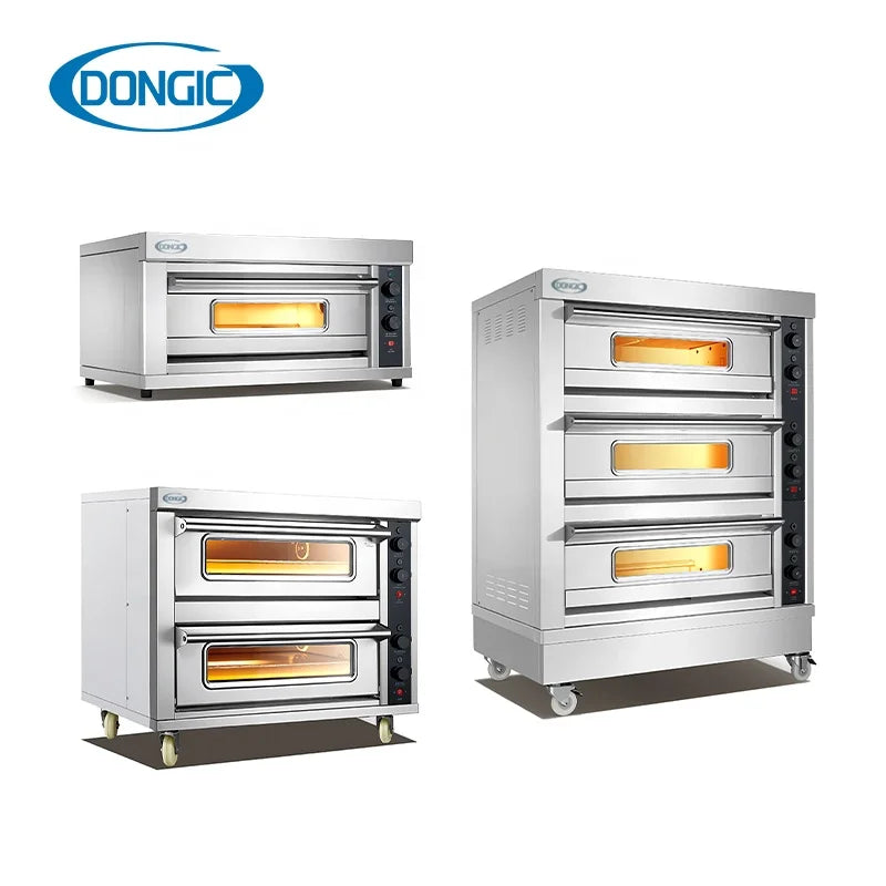 Stainless Steel Commercial Kitchen Cooking Bakery Equipment Baking 3 Deck Electric Bread Toasters Cake Pizza Industrial Oven