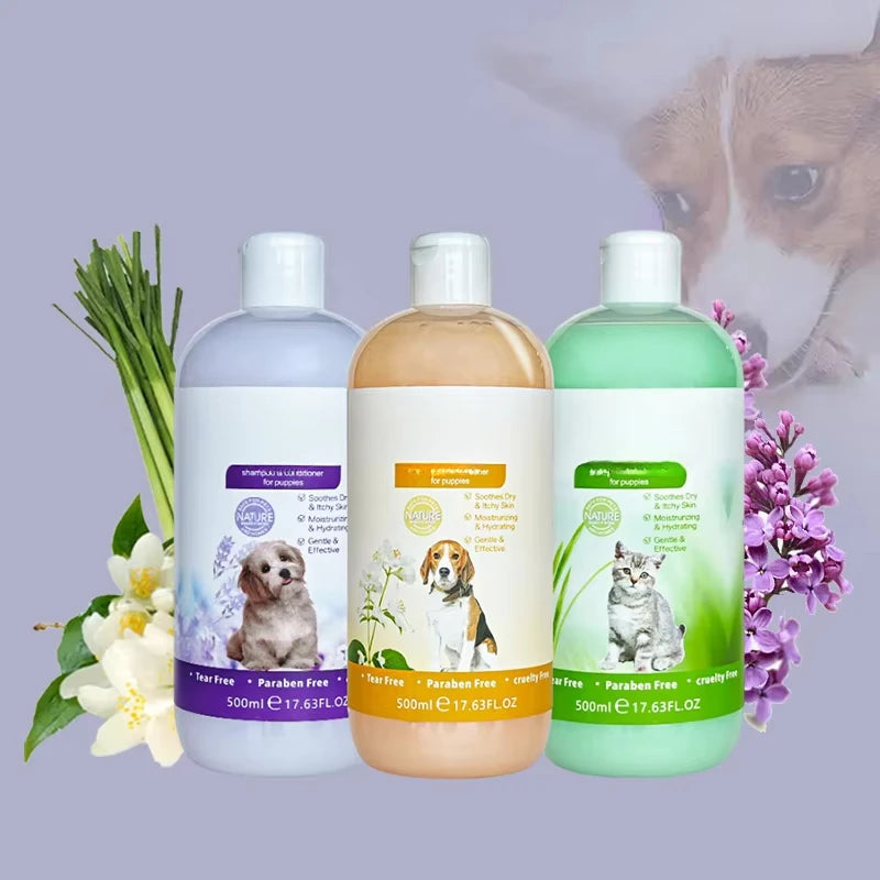 500ml Natural Organic Relieving Dry Itchy Skin Pet Dog Cleaning Grooming 2 In1 Shampoo And Conditioner