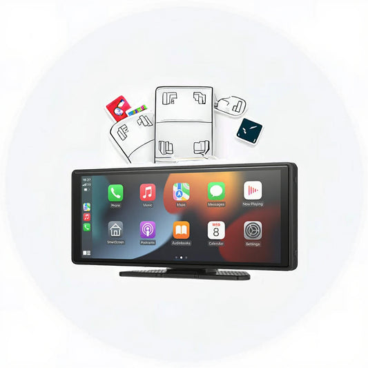 10.26" Portable for Bluetooth Wireless Carplay Android Auto Stereo Dash Cam Backup Camera for Dashboard 4K Touch Screen"