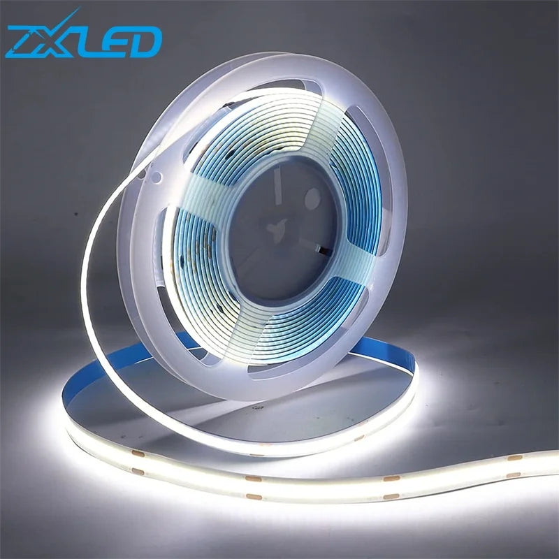 High Quality Super Bright Flexible High Density Cob Led Strips 24v Decorative Lighting 12v 8mm 320 480LED Linear Light