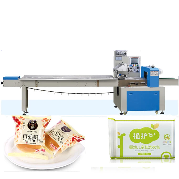 Automatic Croissant Bread Mini Cake / Pillow Bag Wrapping Packing Machine