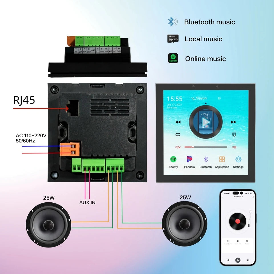 F4 Tuya Smart WiFi ZigBee 4-Inch Intelligent Central Control Screen Background Music Player Home Automation Interface