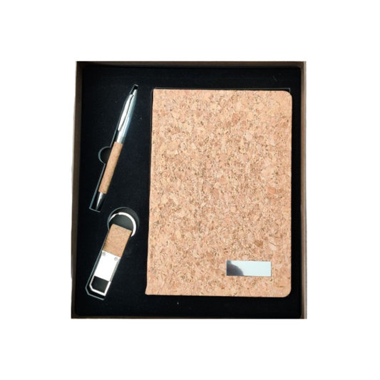 Stylish Cork-Finish Notebook & USB Set
