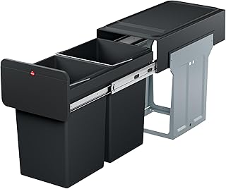 Waste Separation System 2 Compartment Trash Can Kitchen Made of Metal Stain-Resistant Wall Mounting