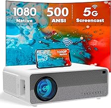500ANSI Lumens LCD 1080P Mini Projector with Android 11 2GB+16GB WiFi6 Bt Auto Focus Keystone 4K Support for Home Theater Cinema Educational Classroom Meeting