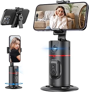 P02 360 Rotation Gimbal Stabilizer, Follow-up Selfie Desktop Face Tracking Gimbal for Tiktok Smartphone Live, with Remote Shutter