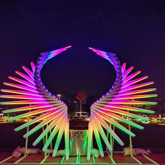 Hot Sale Customized 3D Angel Wings LED Induction Light Interactive Human Body for Shopping Mall Garden Decor Christmas Halloween