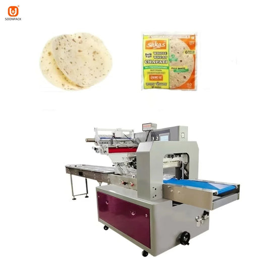 High Quality Tortillas Flow Packing Machine Automatic Back Sealing Pancake Chapati Horizontal Packing Machine