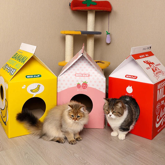 Free Design Custom Your Own Logo Design Milk Box Cat House Wholesale Cardboard Cat Scratcher