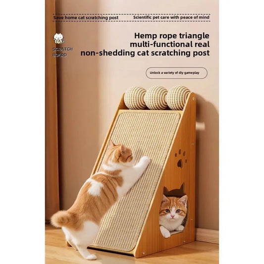 Upgraded Large Cat Climbing Frame Vertical Cat Tree Tower Sisal and Wood Scratching House Premium Cat Toys