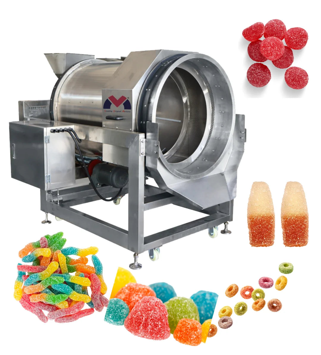 LOM TECH Professional Rotating Drum Candy Coating Machine - Precision Finishing for Gummies and Chocolates