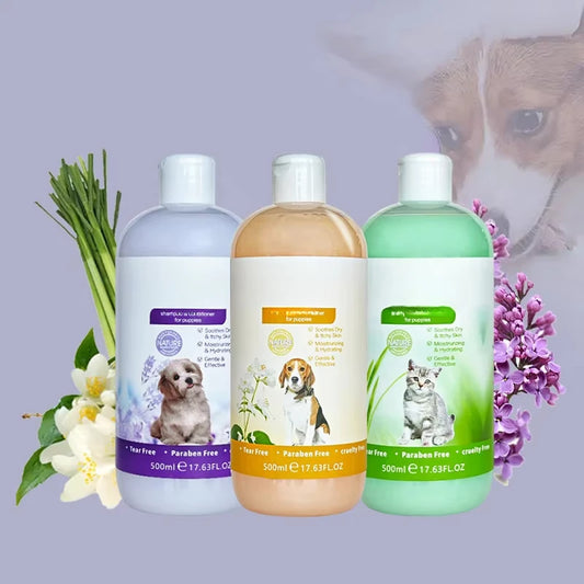 500ml Natural Organic Relieving Dry Itchy Skin Pet Dog Cleaning Grooming 2 In1 Shampoo And Conditioner