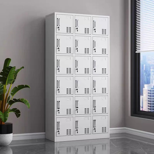 18 Door Metal Storage Cabinet Changing Room Steel Locker File Cabinet Office Furniture Workshop Wardrobe With Hanging Rod