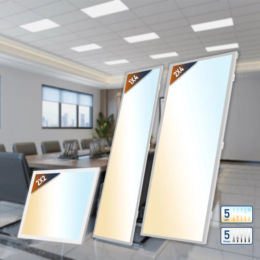 ETL DLC Premium Dimmable 1X4 2X2 2X4 5CCT Adjustable Back-lit Flat Led Panel Light for US Market