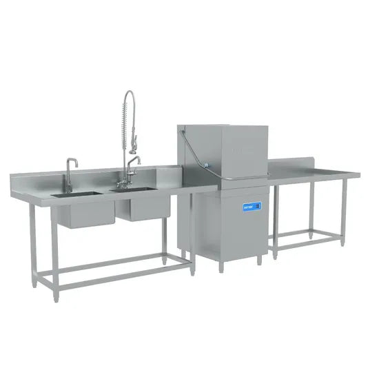 High-Performance Hood Type Commercial Dishwasher with Cleaning Table for Restaurant Cleaning Needs
