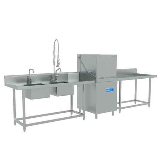 High-Performance Hood Type Commercial Dishwasher with Cleaning Table for Restaurant Cleaning Needs
