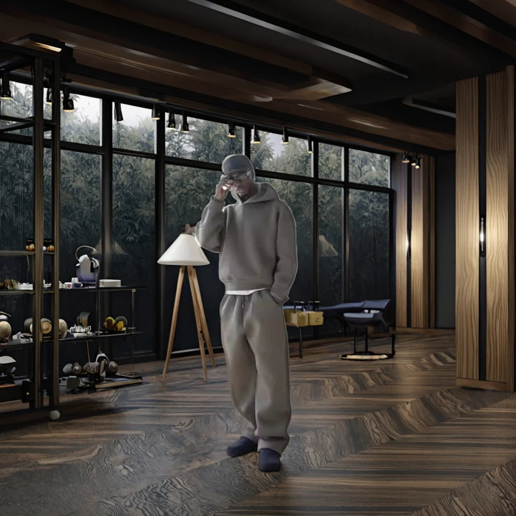 High Quality Heavyweight Men's Tracksuit Set Oversized Printed Hoodie And Two-Piece Sweat Pants Blank Baggy Design