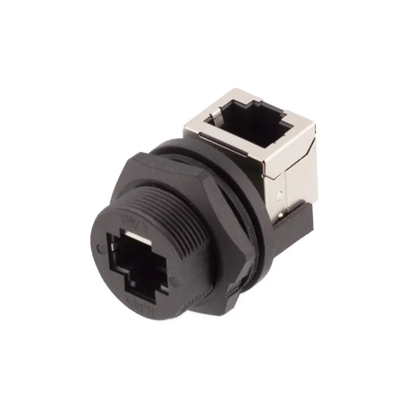 RJ45 CAT5E CAT6A Modular Connectors RJ45 Wall Plate Ethernet Receptacle Threaded Cat6 IP67