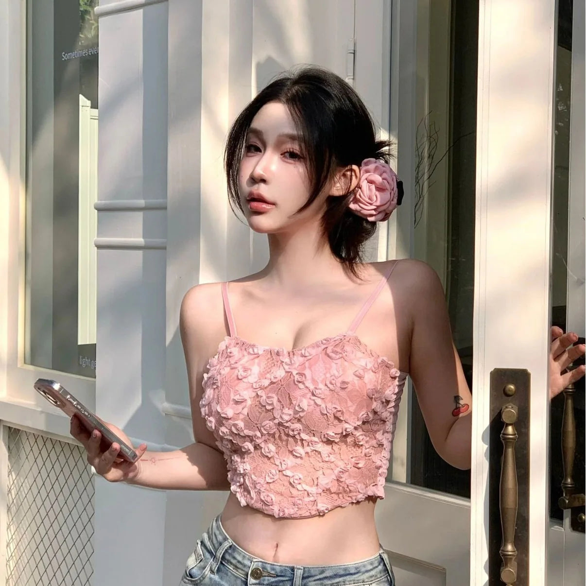 Personalized Tube Top Outer Wear Flower Small Suspender Women Camisole Vest Popular Rose Pads Strapless Tank Top For Women